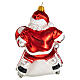 Santa hockey player, 4 in, blown glass Christmas ornament s5