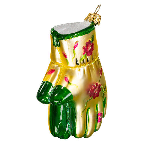 Gardening gloves, 4 in, Christmas tree ornament, blown glass 4