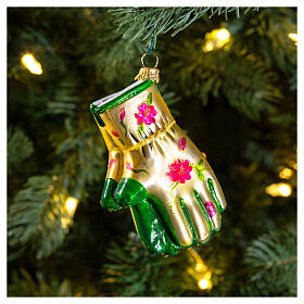Guanti giardinaggio Albero di Natale vetro soffiato decoro 10 cm