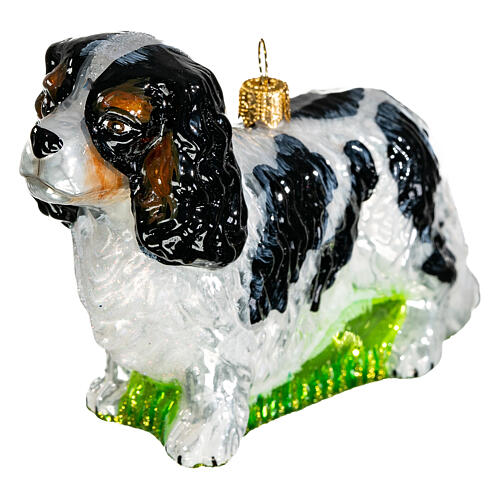 Cavalier King dog blown glass Christmas tree ornament 10 cm 3