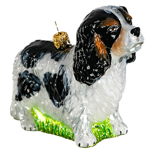 Cavalier King dog blown glass Christmas tree ornament 10 cm 4