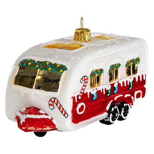 Christmas caravan, 2 in, Christmas tree ornament, blown glass 3