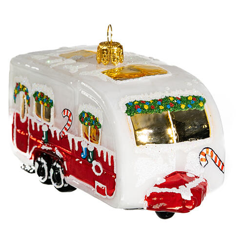 Christmas caravan, 2 in, Christmas tree ornament, blown glass 4