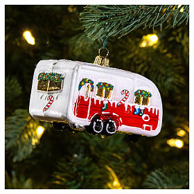 Caravane de Noël 5 cm décoration sapin de Noël verre soufflé