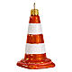 Traffic cone, 4 in, Christmas tree ornament, blown glass s1