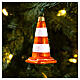Traffic cone, 4 in, Christmas tree ornament, blown glass s2