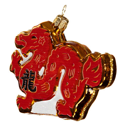 Jahr des chinesischen Drachen, Weihnachtsbaumschmuck aus mundgeblasenem Glas, 5 cm 3