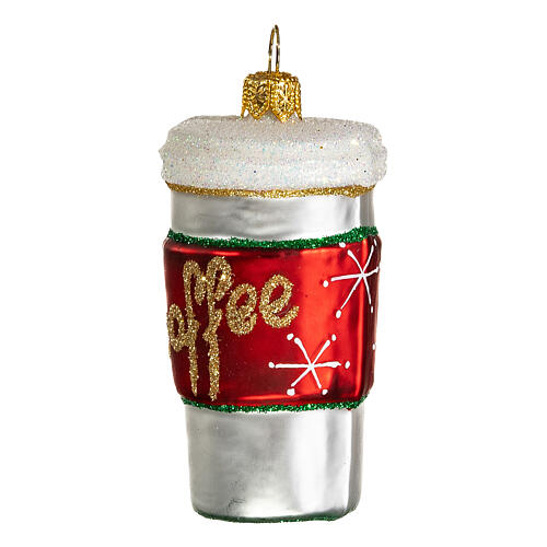 Kaffeebecher, Weihnachtsbaumschmuck aus mundgeblasenem Glas, 5 cm 3