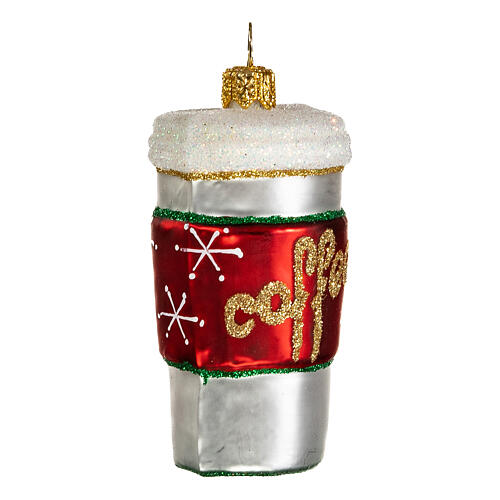 Kaffeebecher, Weihnachtsbaumschmuck aus mundgeblasenem Glas, 5 cm 4