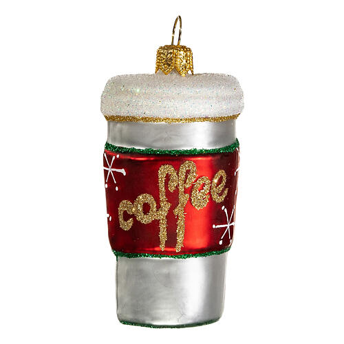Café à emporter 5 cm décoration sapin de Noël verre soufflé 1