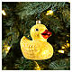 Glittery rubber duck, 4 in, Christmas tree ornament, blown glass s2