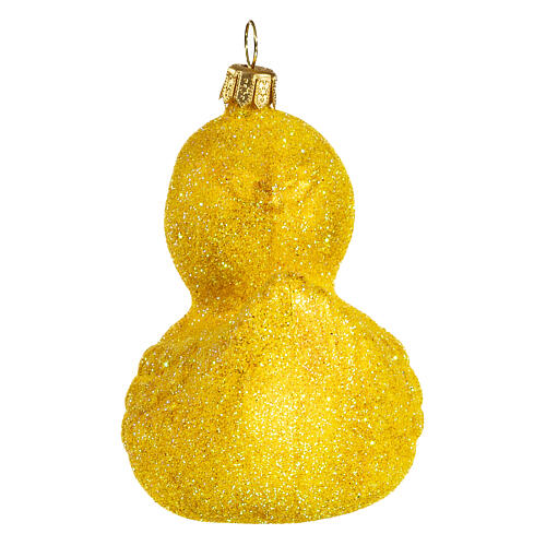 Rubber duck with glitter blown glass Christmas ornament 10 cm 5
