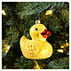 Rubber duck with glitter blown glass Christmas ornament 10 cm s2