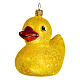 Rubber duck with glitter blown glass Christmas ornament 10 cm s3