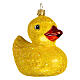 Rubber duck with glitter blown glass Christmas ornament 10 cm s4