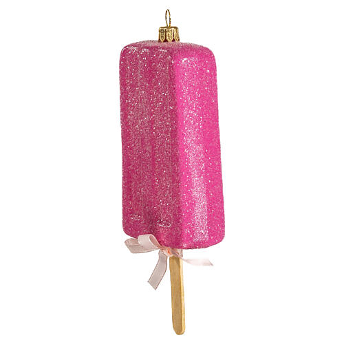 Ghiacciolo alla fragola 15 cm vetro soffiato decoro Natale 3