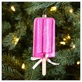 Strawberry popsicle blown glass Christmas ornament 15 cm
