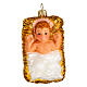 Baby Jesus in manger blown glass Christmas ornament 10 cm s1