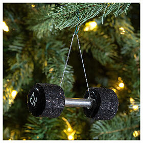 Dumbbell, blown glass, 4 in, Christmas tree decoration