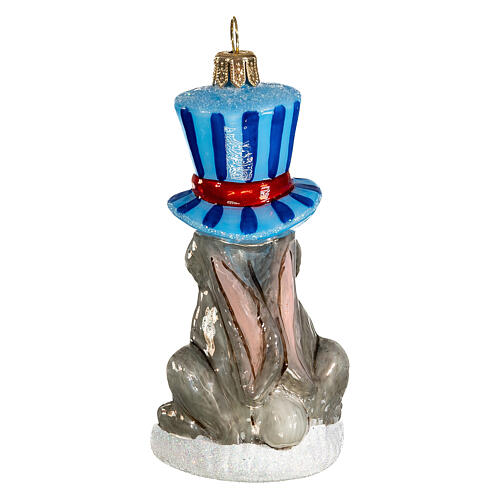 Coniglio con cilindro decoro 10 cm vetro soffiato Natale 5