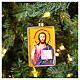 Christ Pantocrator icon, blown glass, 4 in, Christmas tree decoration s2