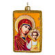 Mother of God icon, blown glass, 4 in, Christmas tree decoration s1