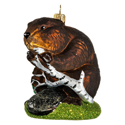Beaver, blown glass, 4 in, Christmas tree decoration 3