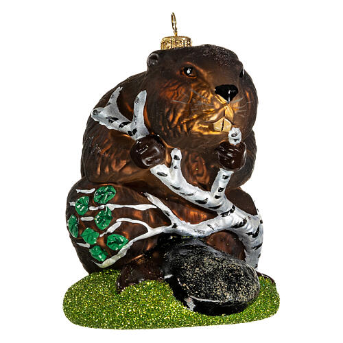 Beaver, blown glass, 4 in, Christmas tree decoration 4