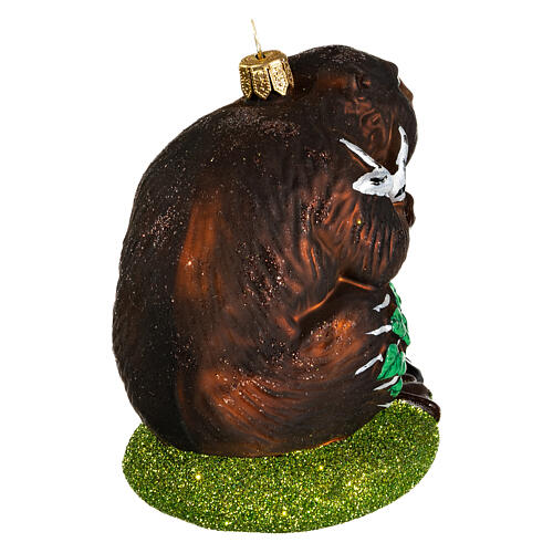 Beaver blown glass tree ornament 10 cm 5