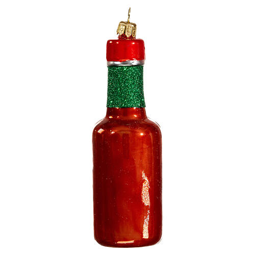 Hot sauce bottle blown glass Christmas tree ornament 10 cm 5