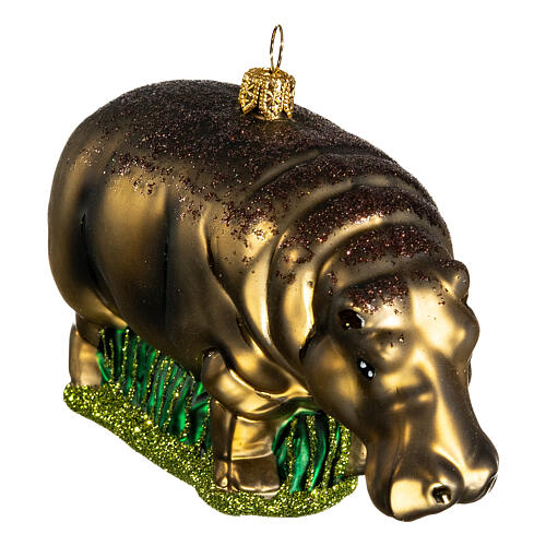 Hippopotamus, blown glass, 4 in, Christmas tree decoration 3