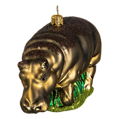 Hippopotamus, blown glass, 4 in, Christmas tree decoration 4