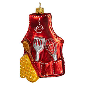 Kitchen apron blown glass ornament for Christmas tree 10 cm