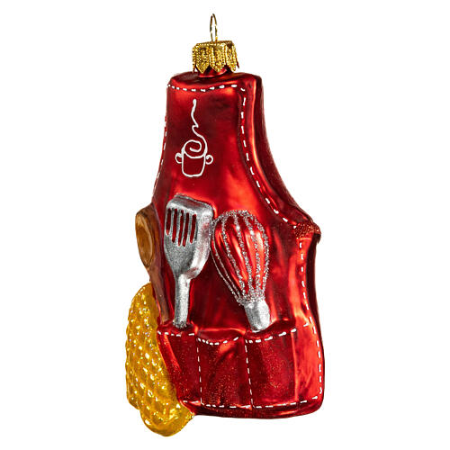 Kitchen apron blown glass ornament for Christmas tree 10 cm 3