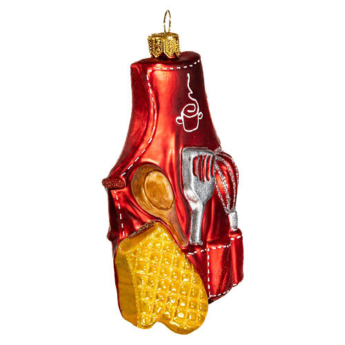 Kitchen apron blown glass ornament for Christmas tree 10 cm 4