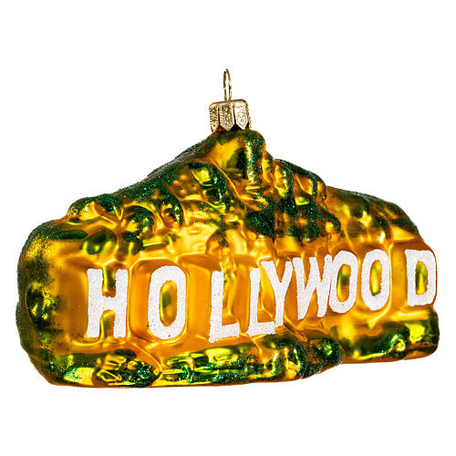 Hollywood sign, blown glass ornament for Christmas tree, 4 in 3