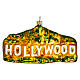 Hollywood sign, blown glass ornament for Christmas tree, 4 in s1