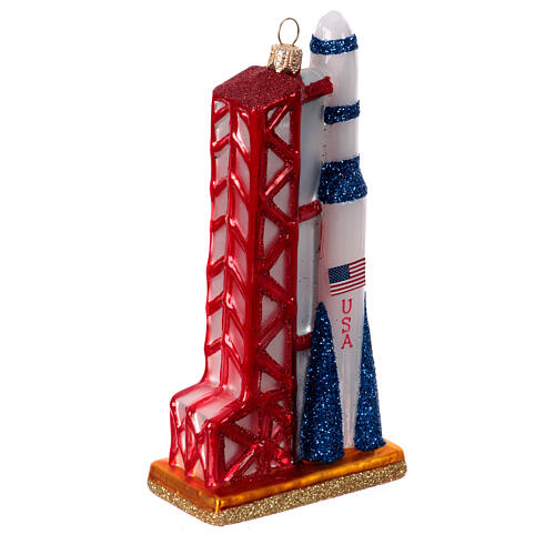 Razzo spaziale vetro soffiato 15 cm decoro Albero 3