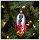 Rocket, blown glass ornament for Christmas tree, 4 in s2
