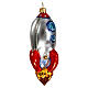Rocket, blown glass ornament for Christmas tree, 4 in s4
