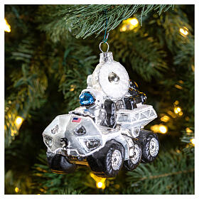 Spaceship, blown glass ornament for Christmas tree, 4 in