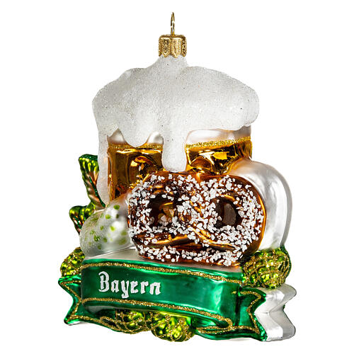 Bavarian symbols, blown glass ornament for Christmas tree, 4 in 3