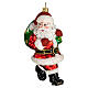 Santa Claus with sack of gifts blown glass ornament 10 cm s1