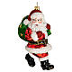 Santa Claus with sack of gifts blown glass ornament 10 cm s3