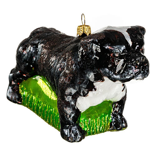 Bulldog verre soufflé ornement de Noël 10 cm 3