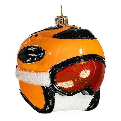 Casque de ski avec lunettes verre soufflé ornement de Noël 10 cm 4