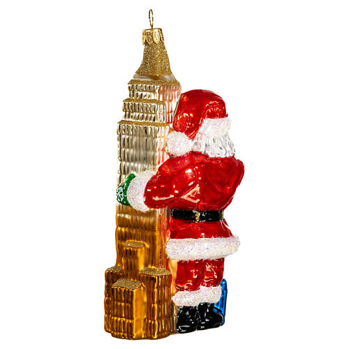Santa with the Empire State Building, 6 in, blown glass Christmas ornament 5