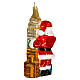 Santa with the Empire State Building, 6 in, blown glass Christmas ornament s5