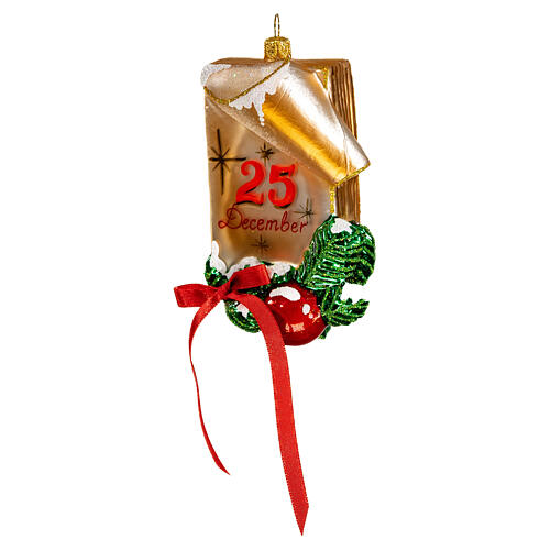 Kalender-Blatt, 25 Dezember, Weihnachtsbaumschmuck aus mundgeblasenem Glas, 10 cm 3