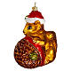 Squirrel with acorn, 4 in, blown glass Christmas ornament s3